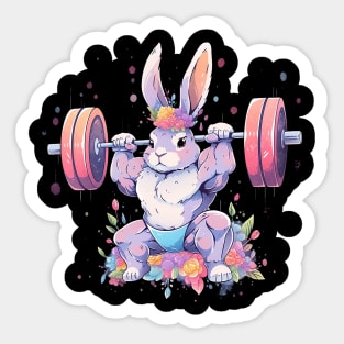 bunny at gym Sticker